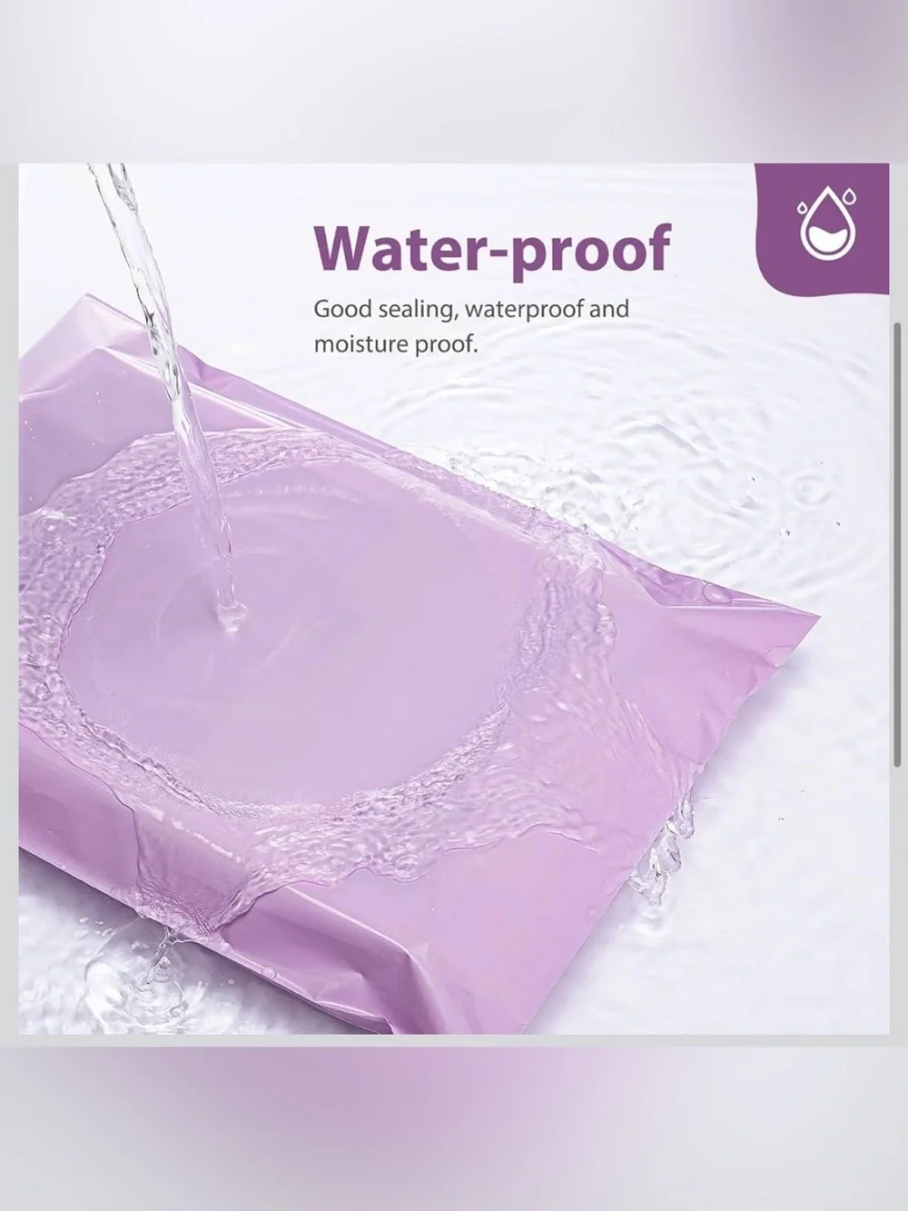 50pcs Lavender Self-Seal Shipping Bags with Assorted Thank You Stickers